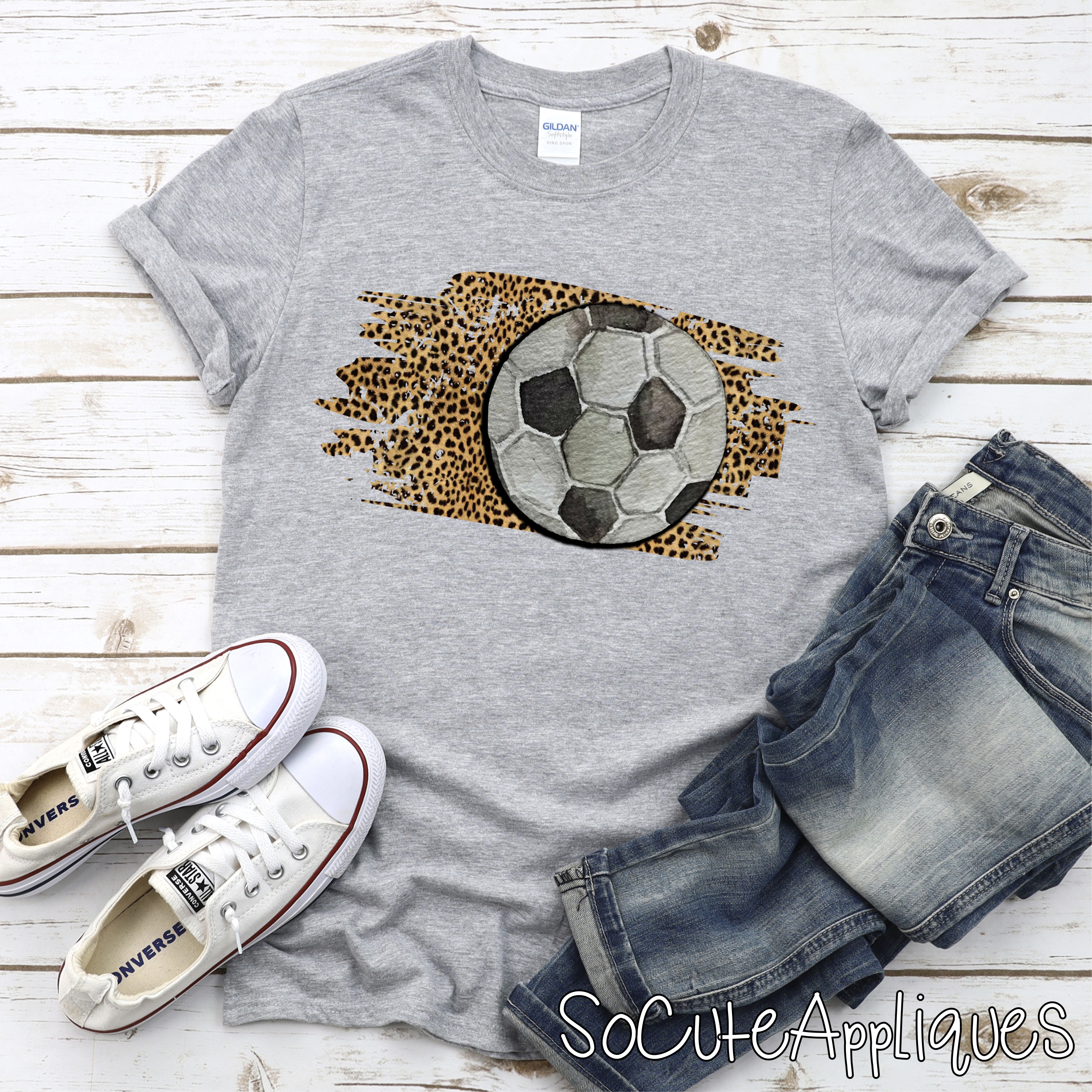 Soccer on LEOPARD SWATCH *DTF* Transfer