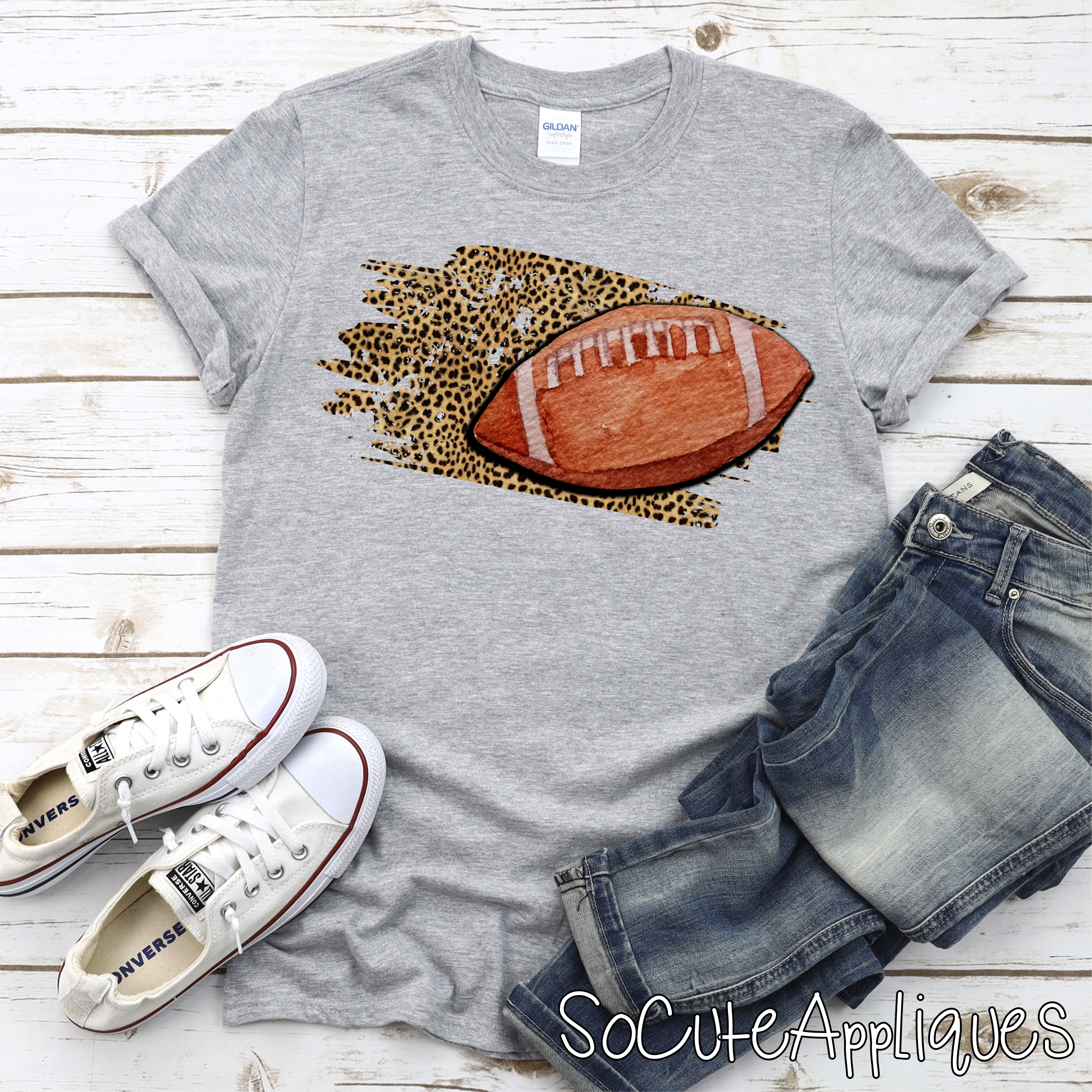 Football on LEOPARD SWATCH *DTF* Transfer