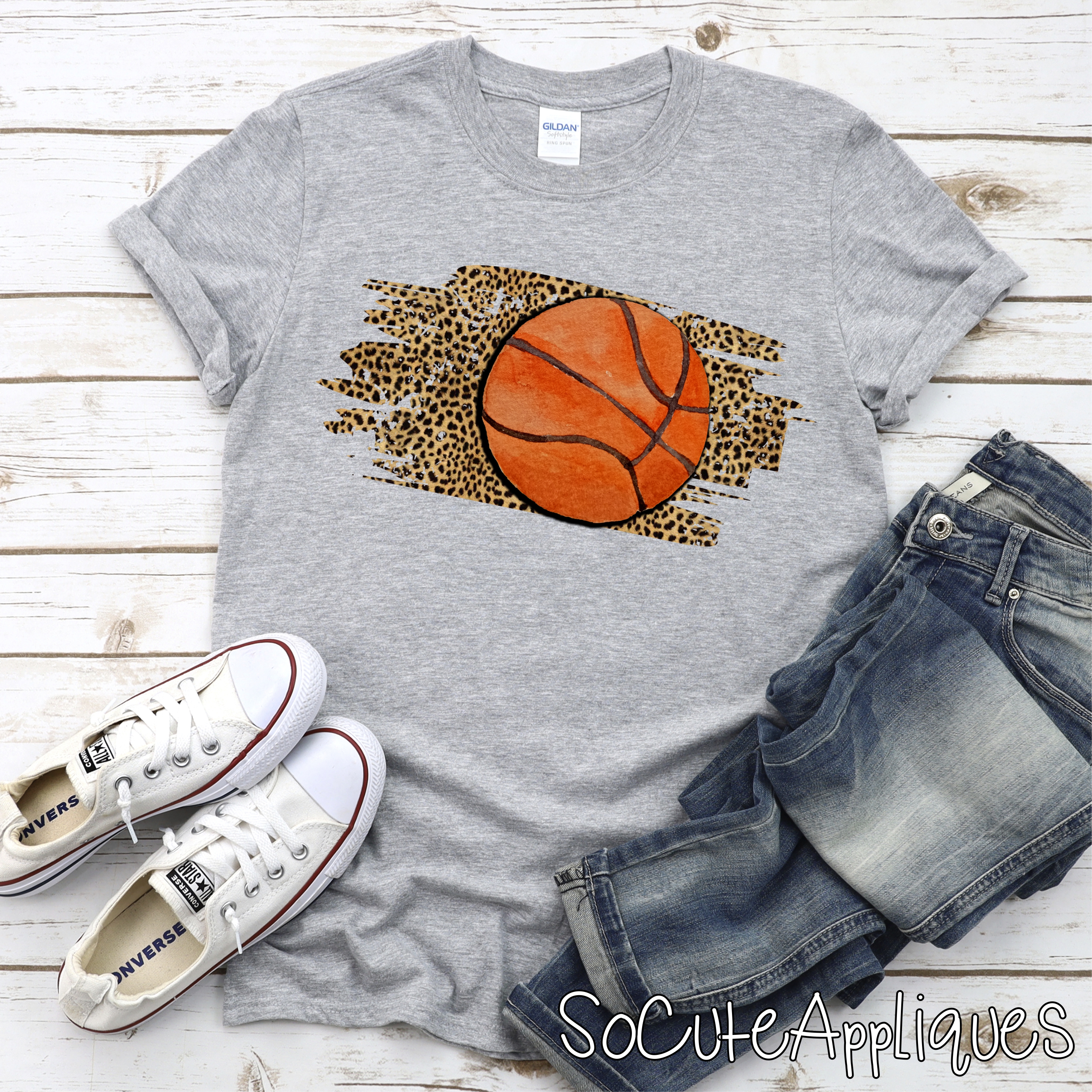 Basketball on LEOPARD SWATCH *DTF* Transfer