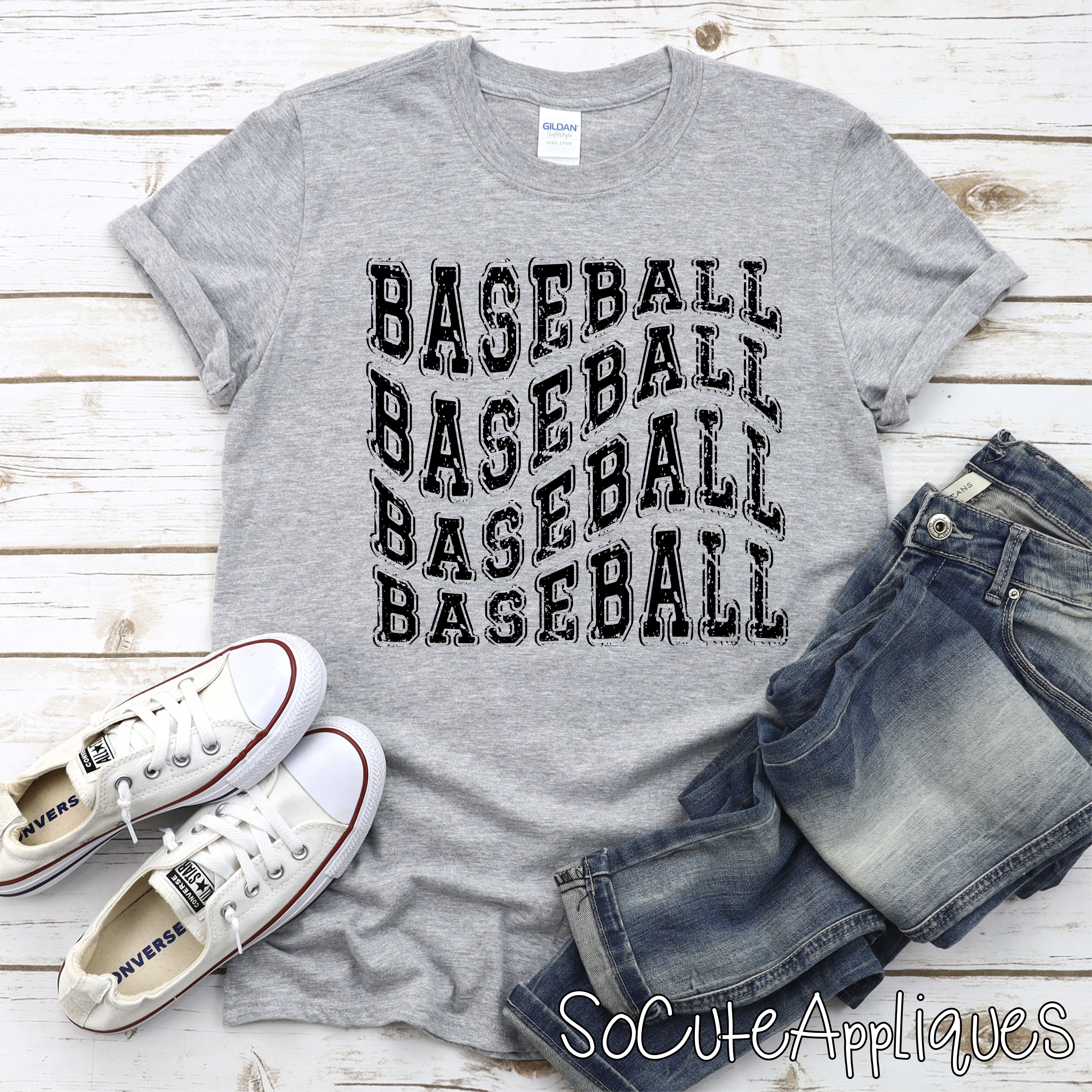 Baseball STACKED BLACK *DTF* Transfer