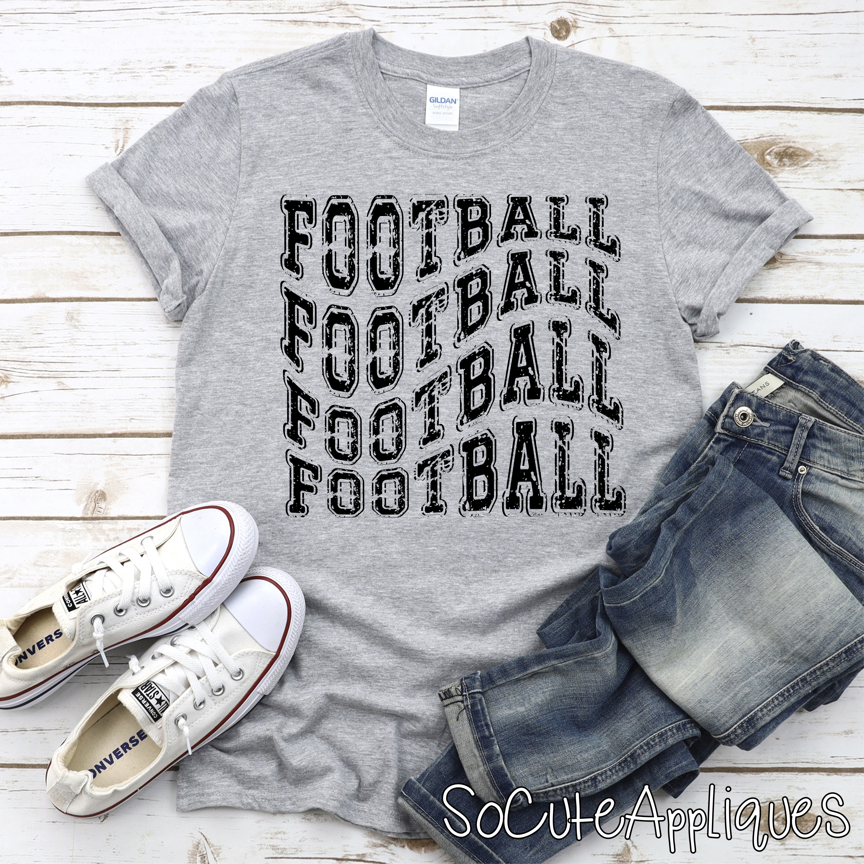 Football STACKED BLACK *DTF* Transfer