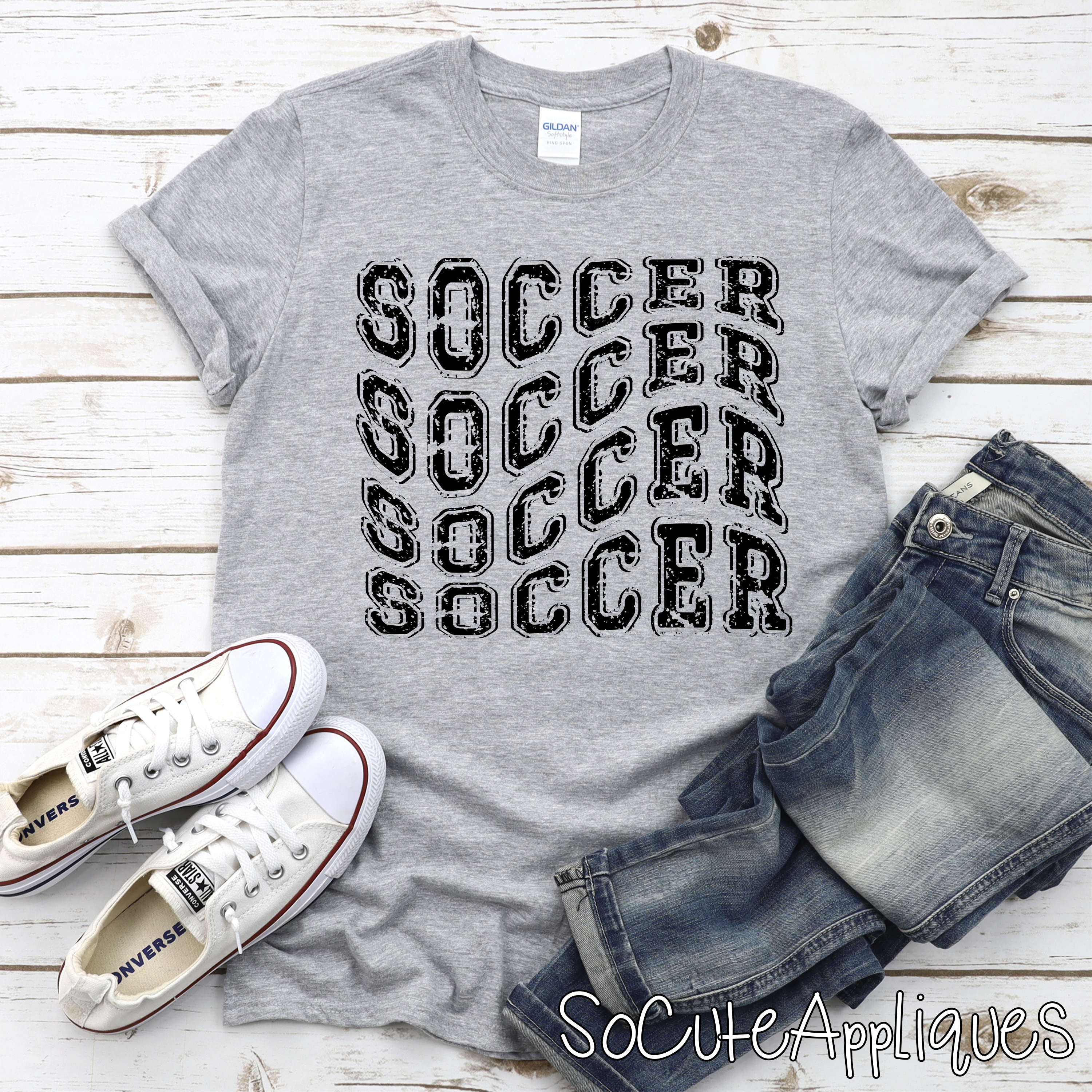 Soccer STACKED BLACK *DTF* Transfer