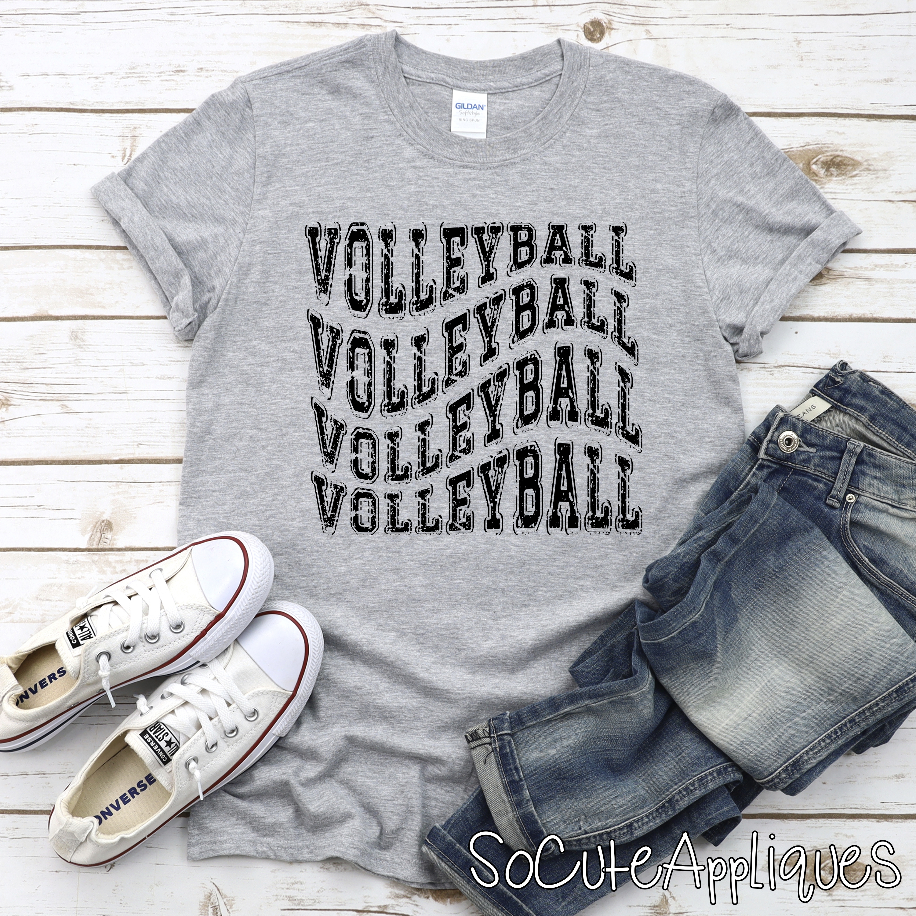 Volleyball STACKED BLACK *DTF* Transfer