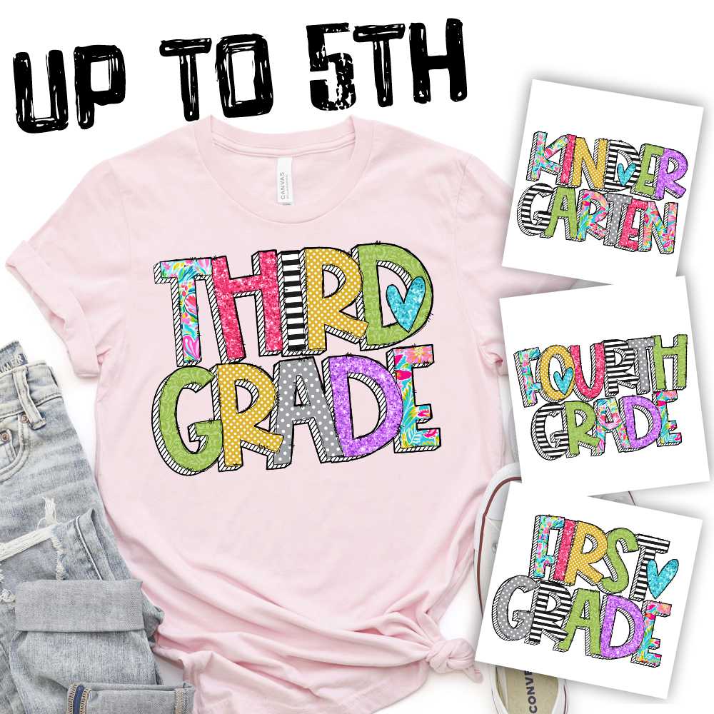 Bright mixed pattern grades *DTF* Transfer