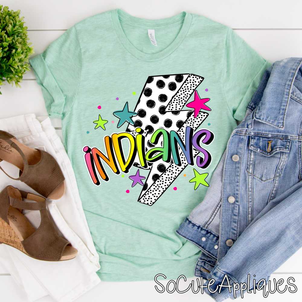 CUSTOM MASCOT Polka dot lightning bolt rainbow word *DTF* Transfer - Image 4