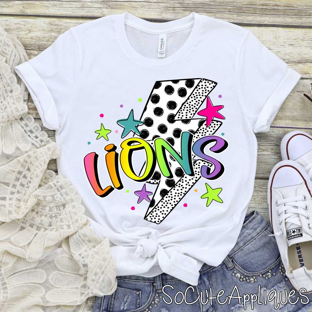 CUSTOM MASCOT Polka dot lightning bolt rainbow word *DTF* Transfer - Image 6