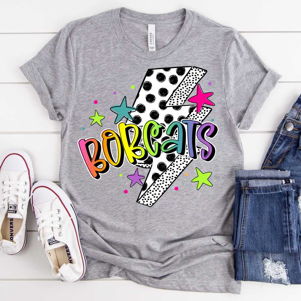 CUSTOM MASCOT Polka dot lightning bolt rainbow word *DTF* Transfer - Image 7