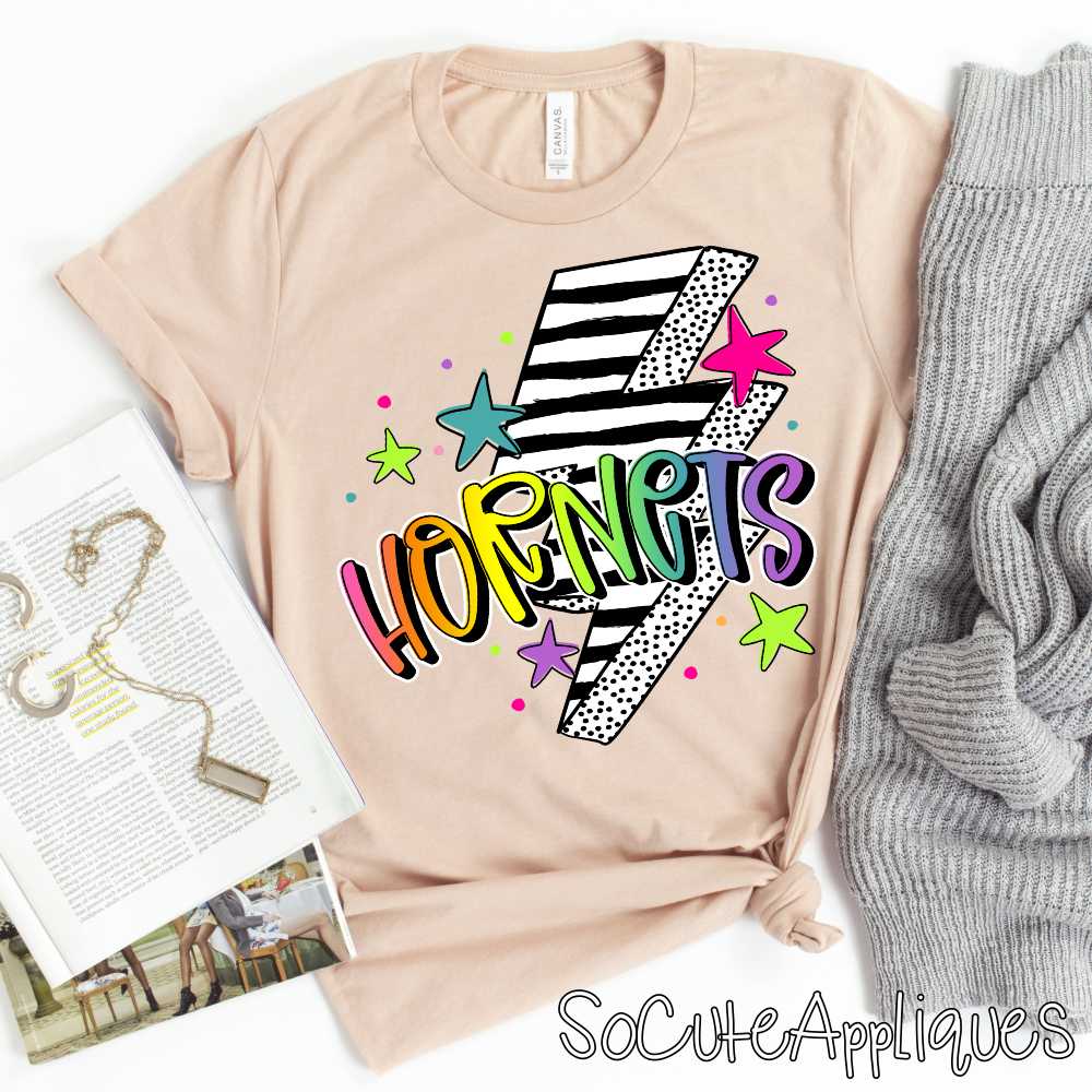 CUSTOM MASCOT Striped lightning bolt rainbow word *DTF* Transfer - Image 6