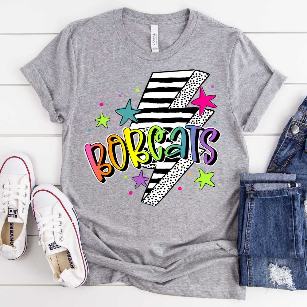 CUSTOM MASCOT Striped lightning bolt rainbow word *DTF* Transfer - Image 3