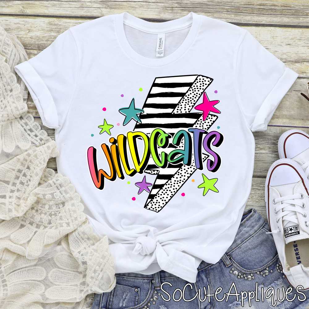 CUSTOM MASCOT Striped lightning bolt rainbow word *DTF* Transfer - Image 7