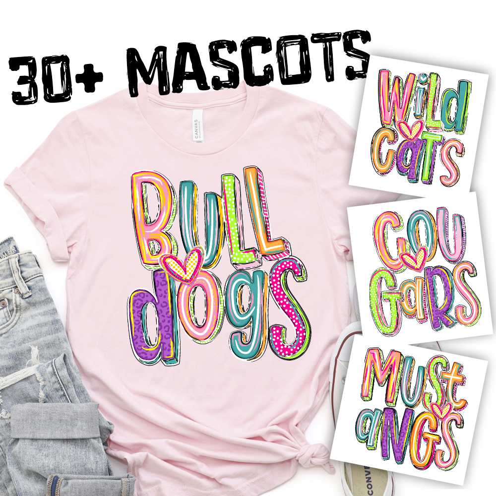 CUSTOM MASCOT Bright sketchy TEAM fun 2024 *DTF* Transfer