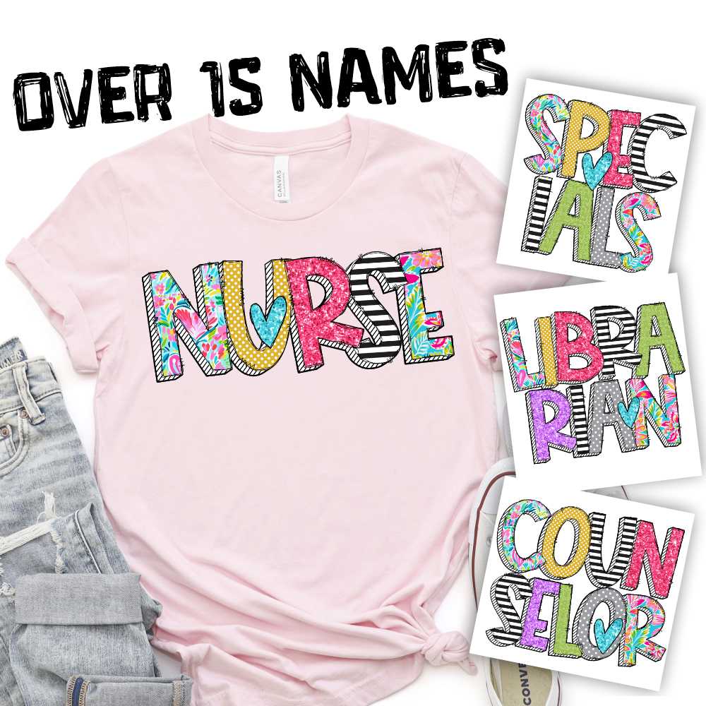 Bright mixed pattern Words *DTF* Transfer