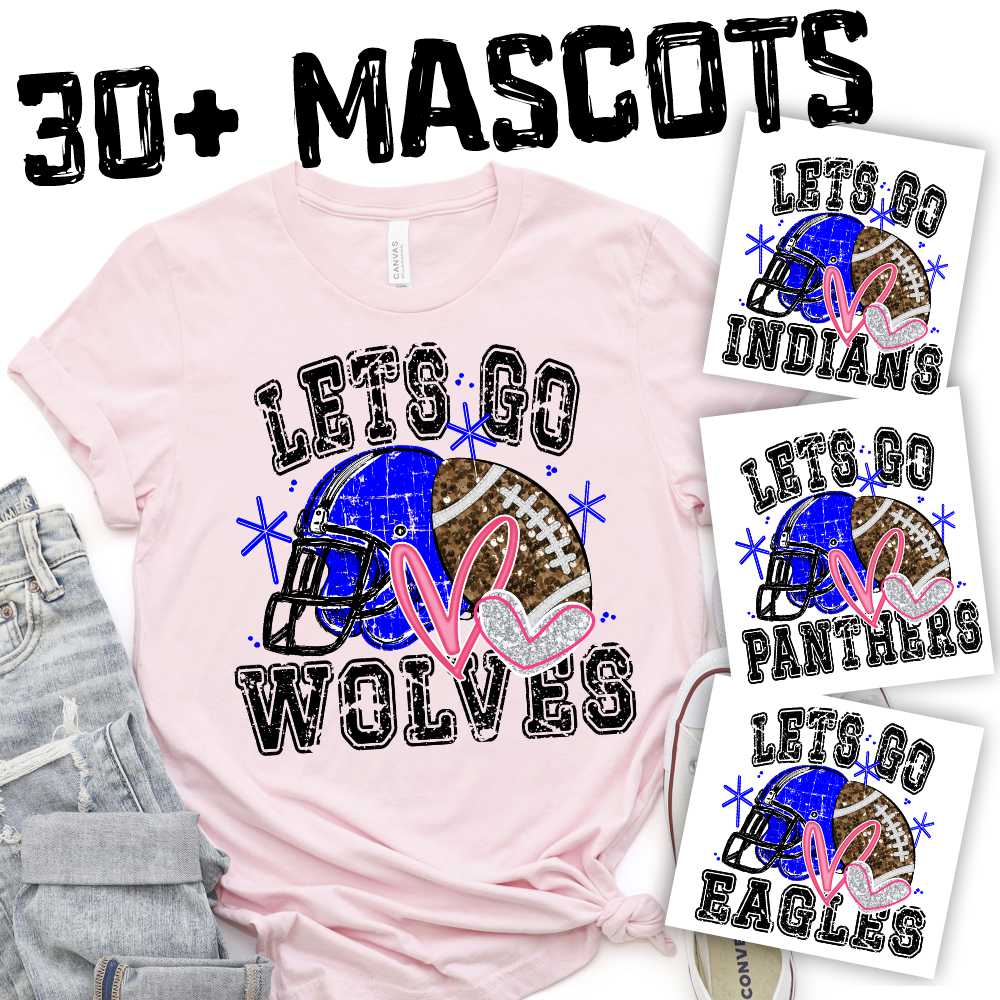 CUSTOM MASCOT Football and helmet team colors *DTF* Transfer