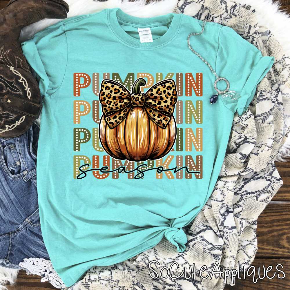 pumpkin season leopard bow *DTF* Transfer – socuteappliques.net