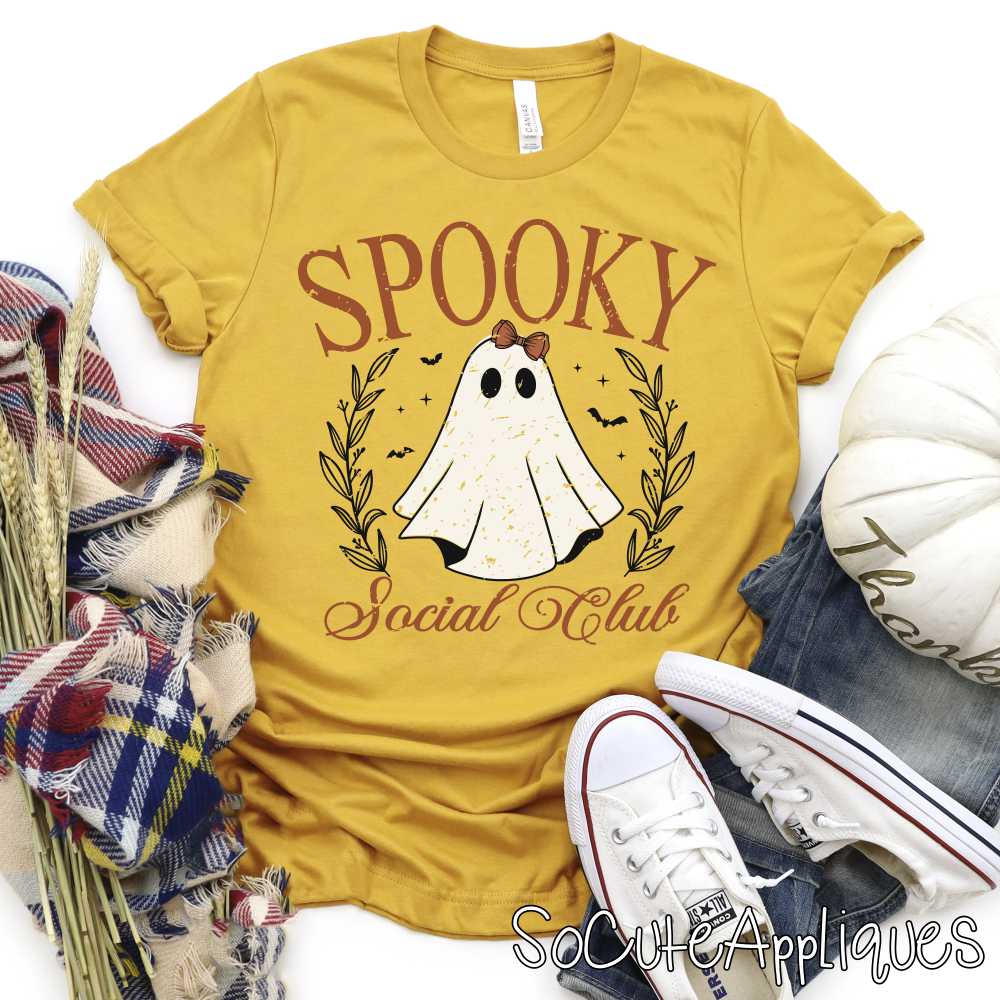 Spooky social club orange ghost *DTF* Transfer