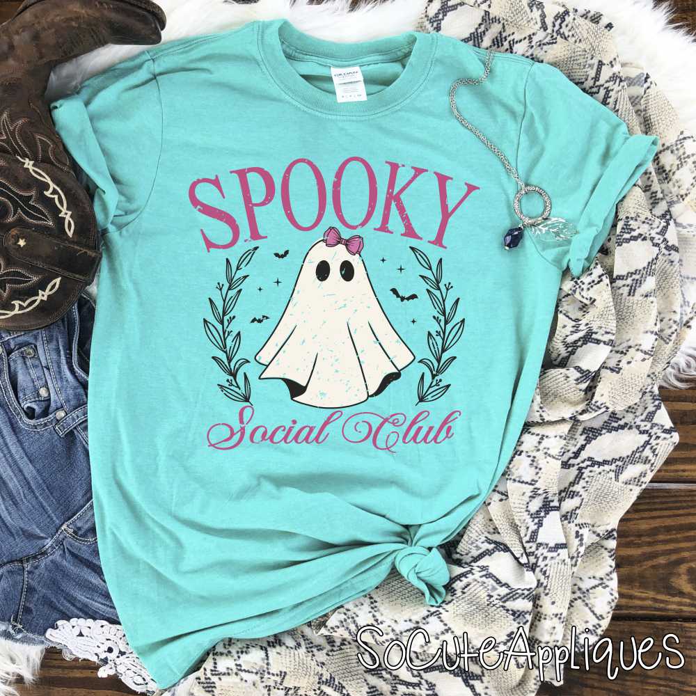 Spooky social club pink ghost *DTF* Transfer