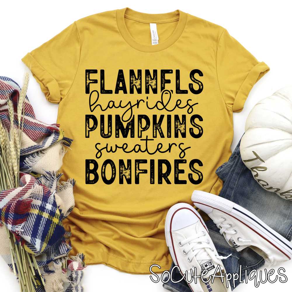 Flannel hayrides pumpkin BLACK *DTF* Transfer