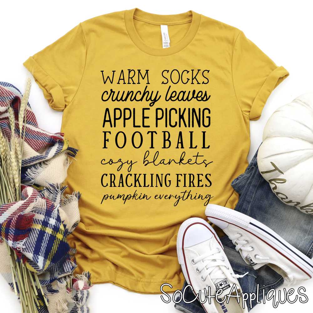 Fall things list BLACK *DTF* Transfer