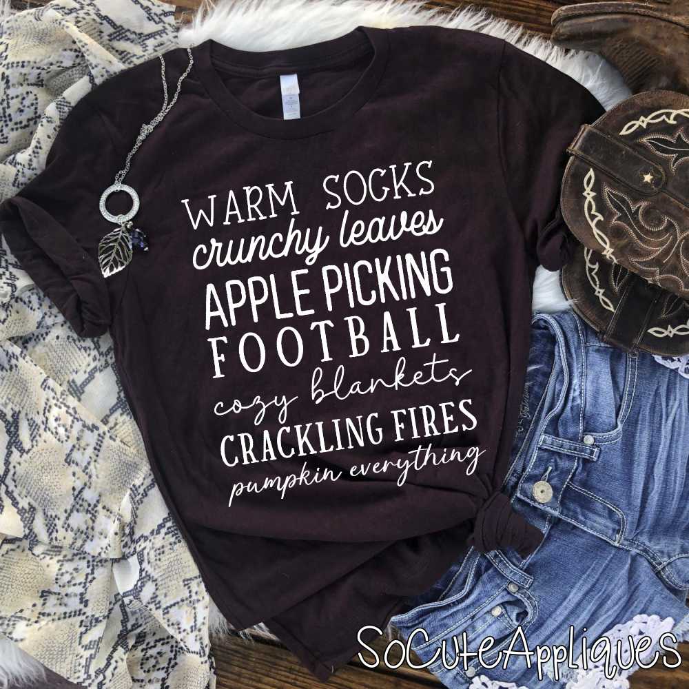 Fall things list WHITE *DTF* Transfer
