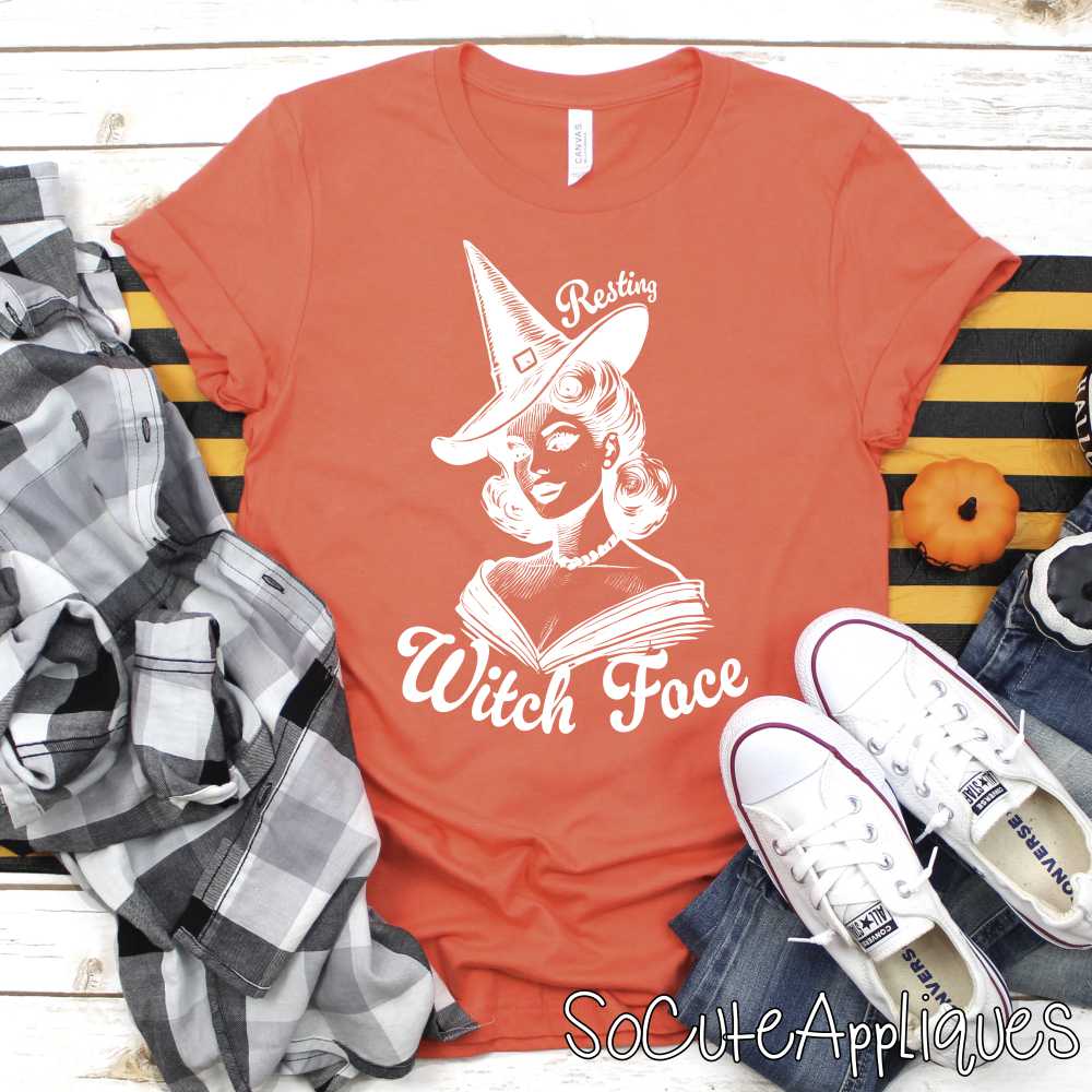 Resting witch face WHITE *DTF* Transfer