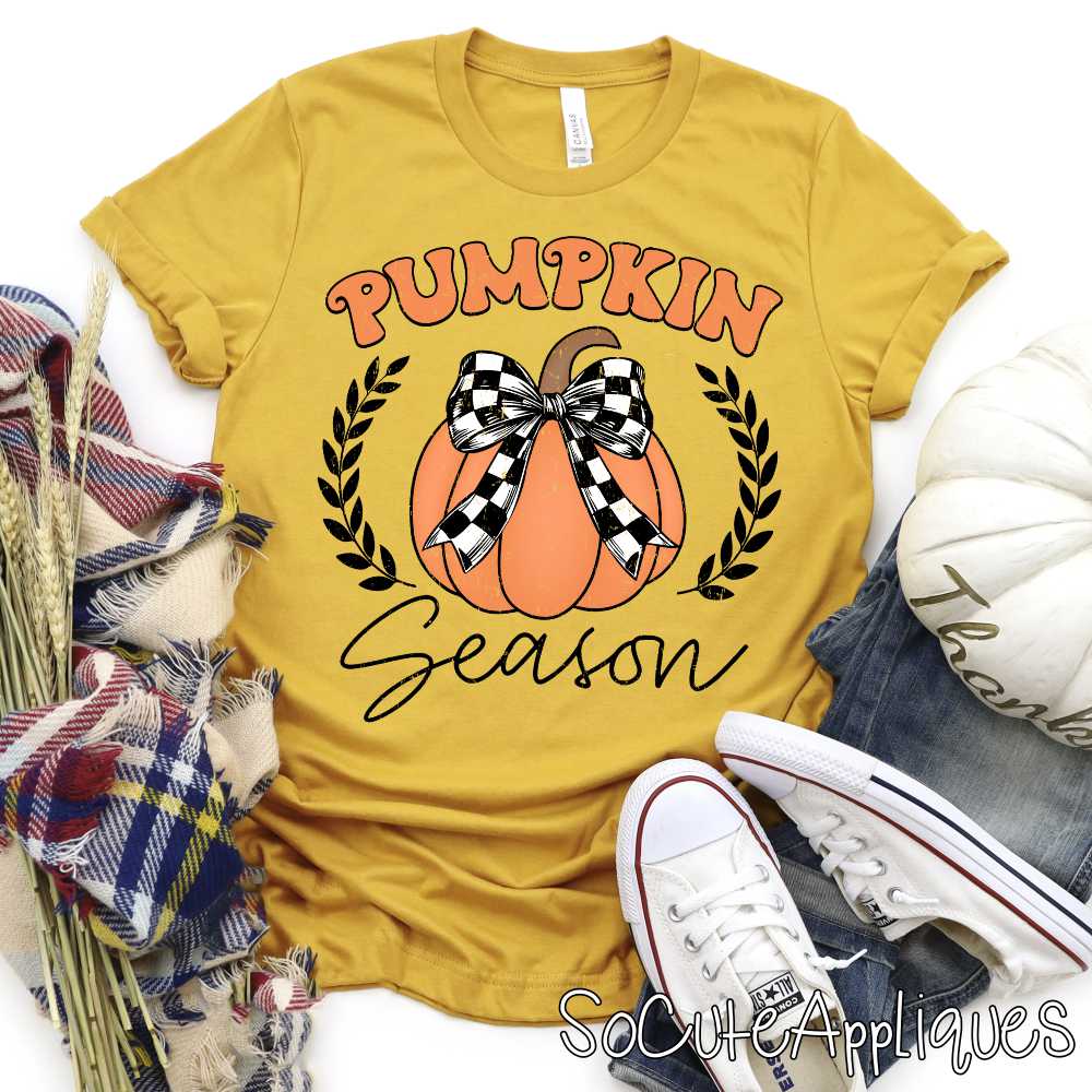 Pumpkin season check bow *DTF* Transfer