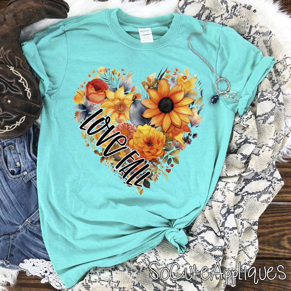 Love fall flower heart *DTF* Transfer
