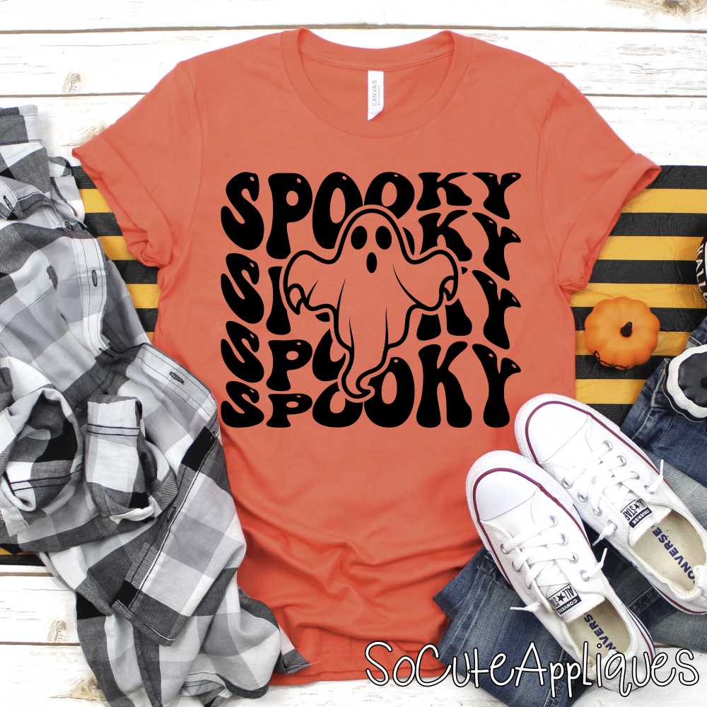 Spooky stacked with ghost BLACK *DTF* Transfer