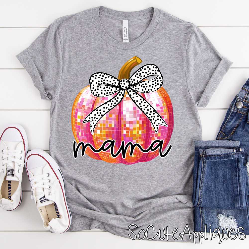 Mama pumpkin with polka dot bow *DTF* Transfer