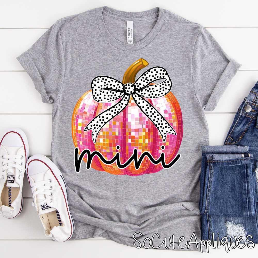 Mini pumpkin with polka dot bow *DTF* Transfer