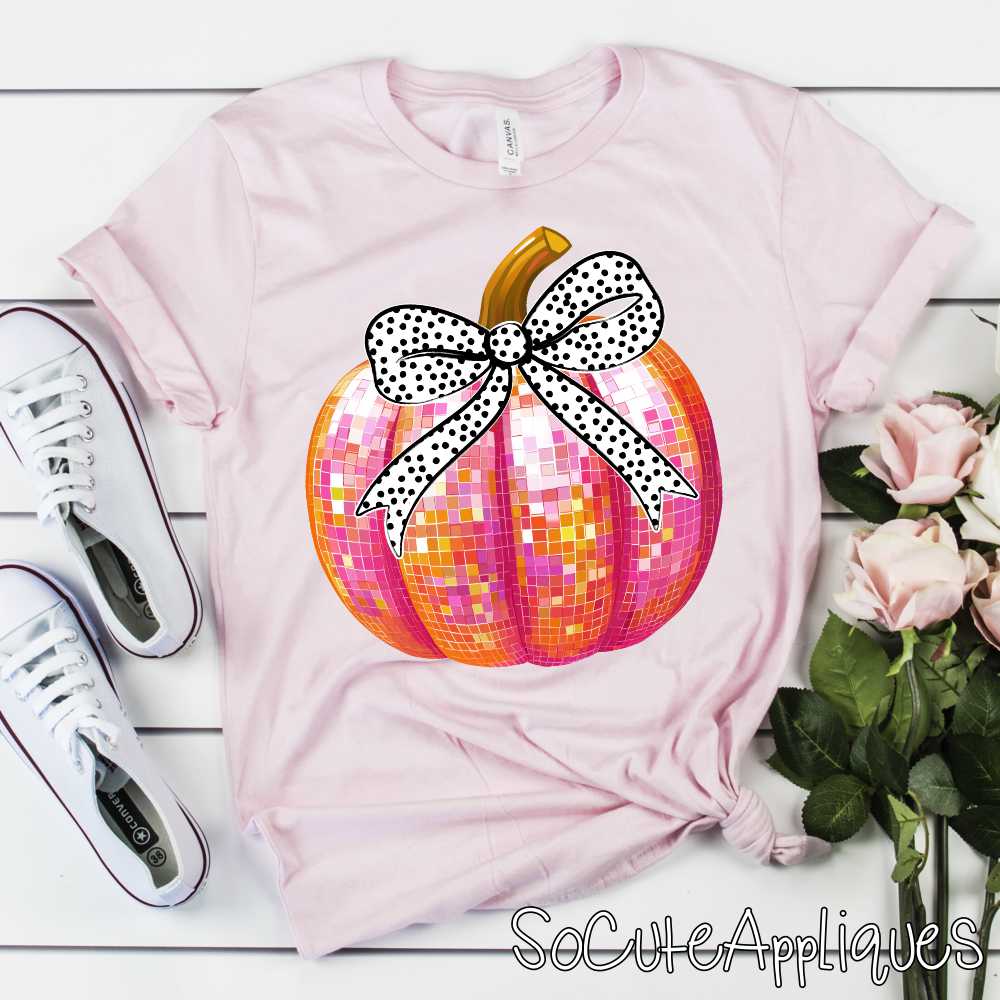 Pumpkin with polka dot bow *DTF* Transfer