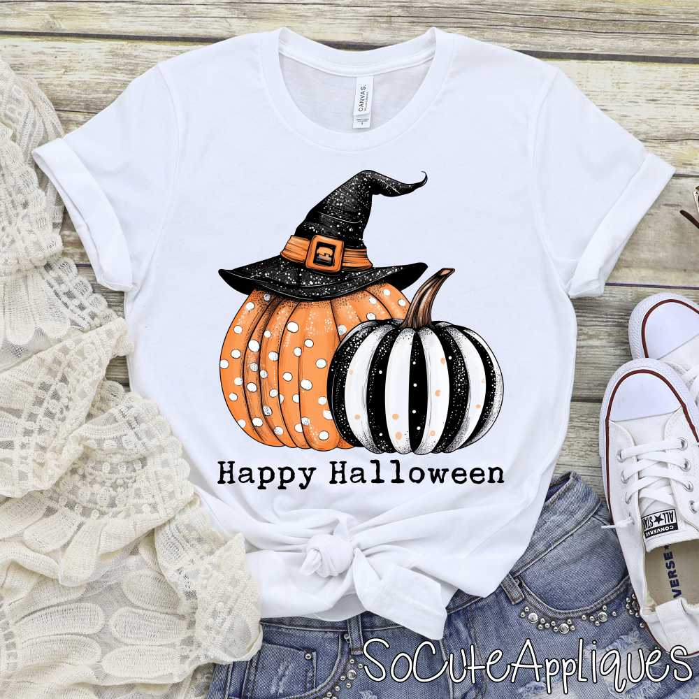Happy Halloween pumpkin witch hat *DTF* Transfer