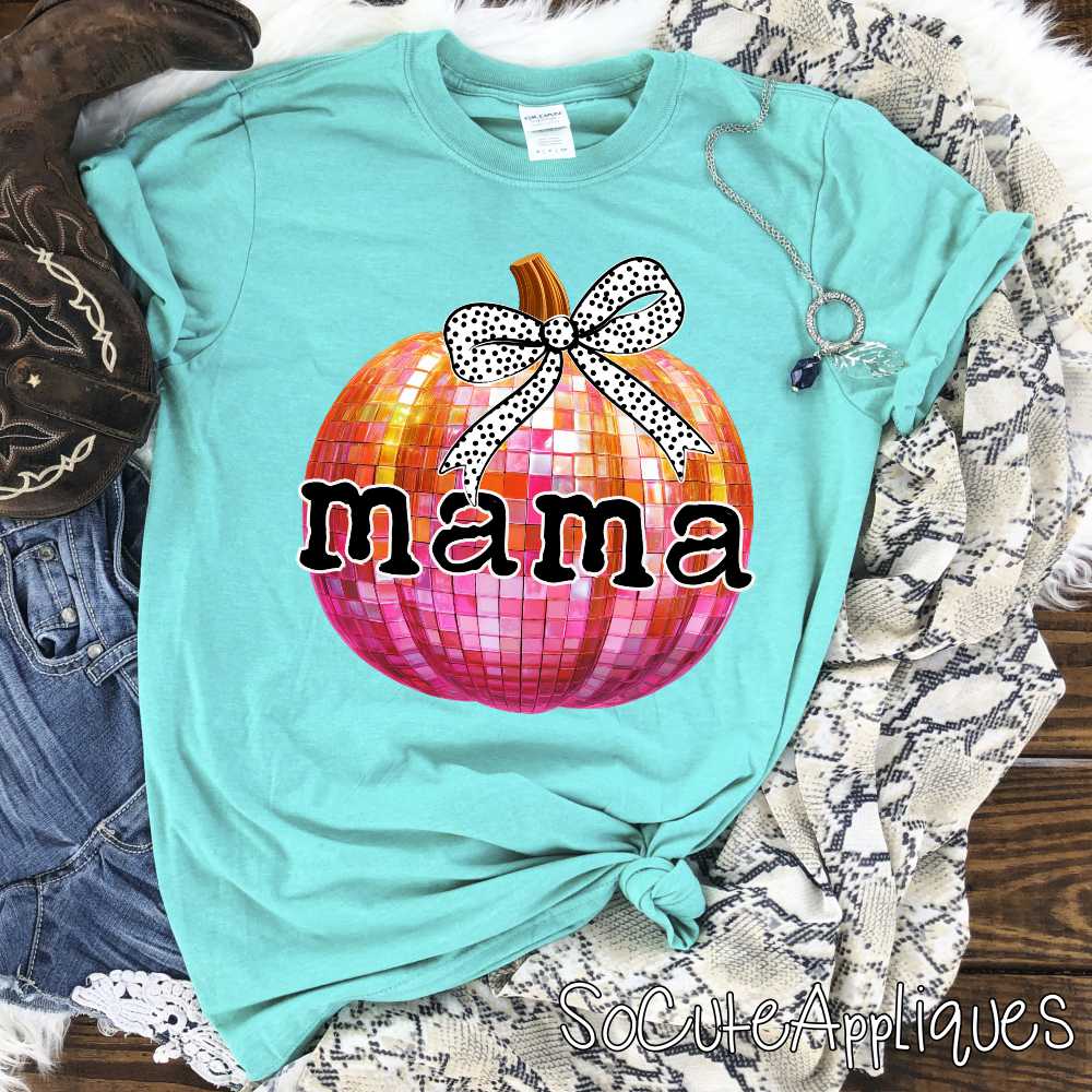 Mama Sparkly pink pumpkin *DTF* Transfer
