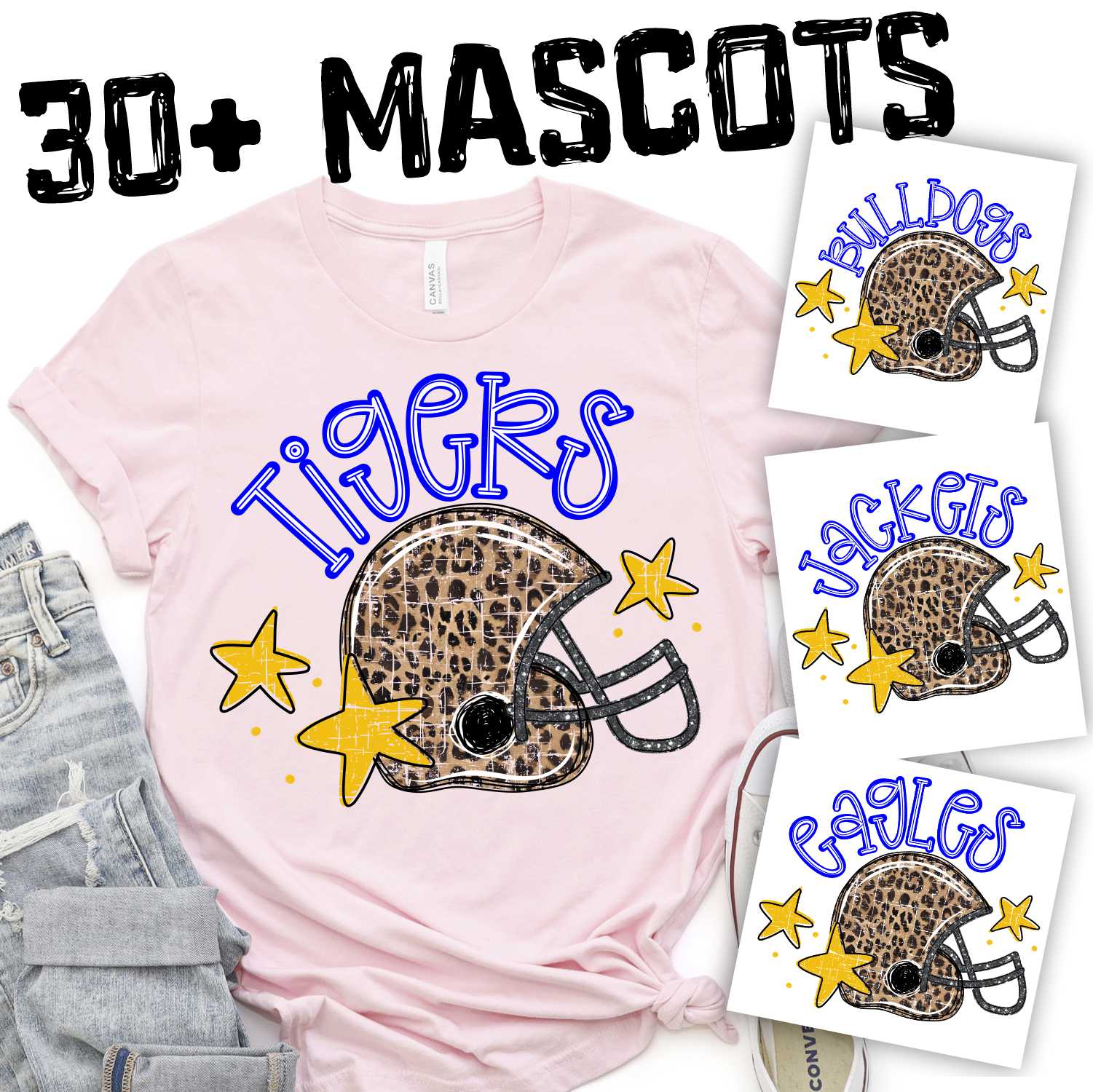 CUSTOM MASCOT Leopard helmet with stars *DTF* Transfer