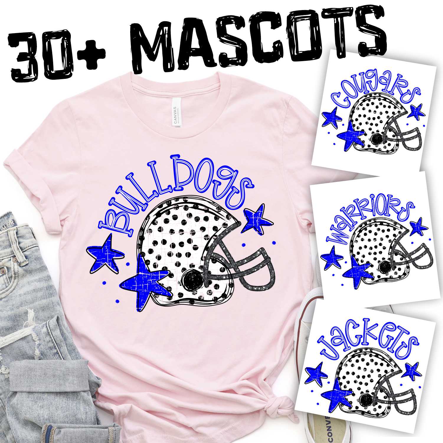 CUSTOM MASCOT Dalmatian dot helmet with stars *DTF* Transfer
