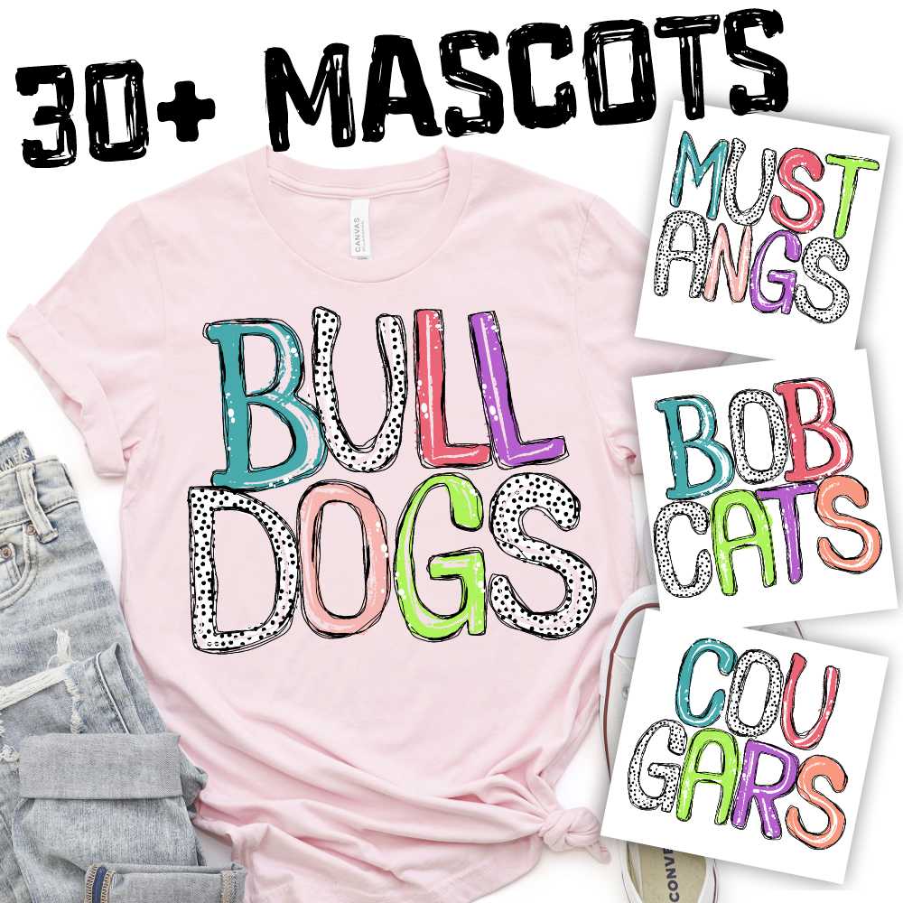 CUSTOM MASCOT Bright Graffiti with Dalmatian dot mascot names *DTF* Transfer