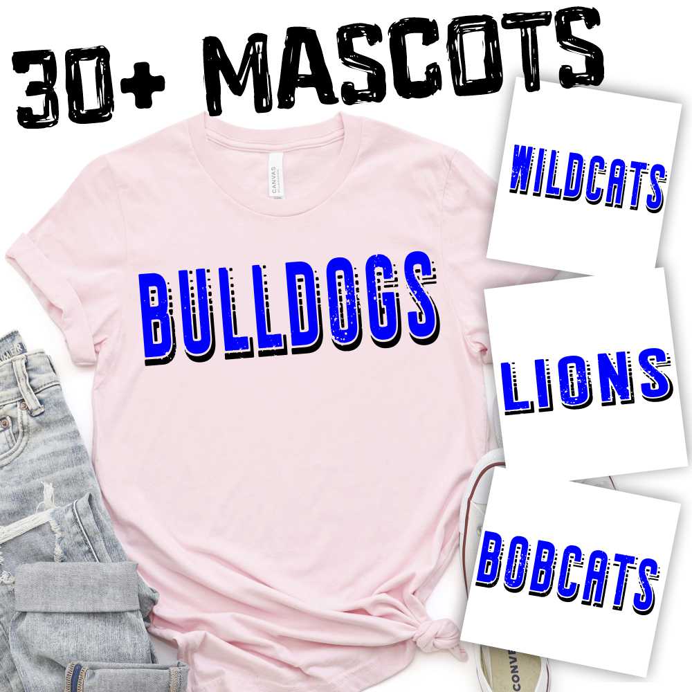 CUSTOM MASCOT Distressed shadowed 2-color mascot *DTF* Transfer