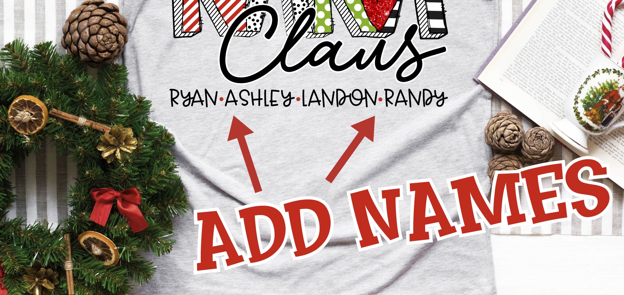 CUSTOM Grandma Claus traditional block names *DTF* Transfer - Image 2