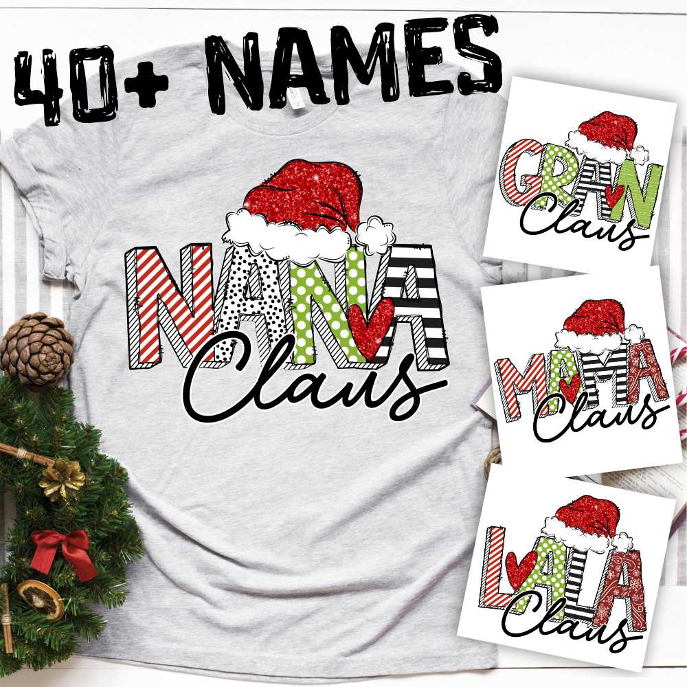 CUSTOM Grandma Claus traditional block names *DTF* Transfer