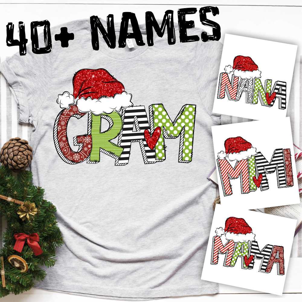 CUSTOM Grandma NAME Christmas traditional block  *DTF* Transfer