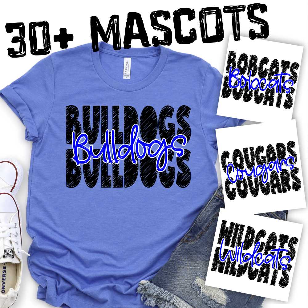 CUSTOM MASCOT Scribble stacked 2-color mascot *DTF* Transfer