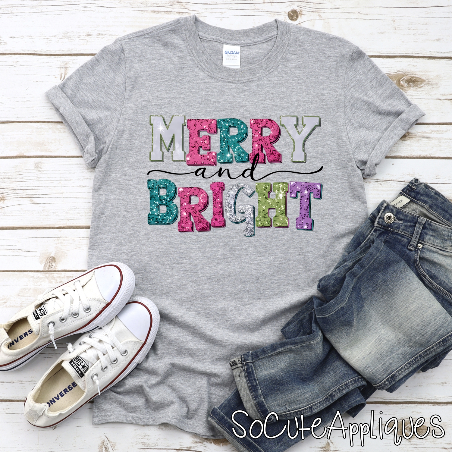 Merry and Bright GLITTER *DTF* Transfer