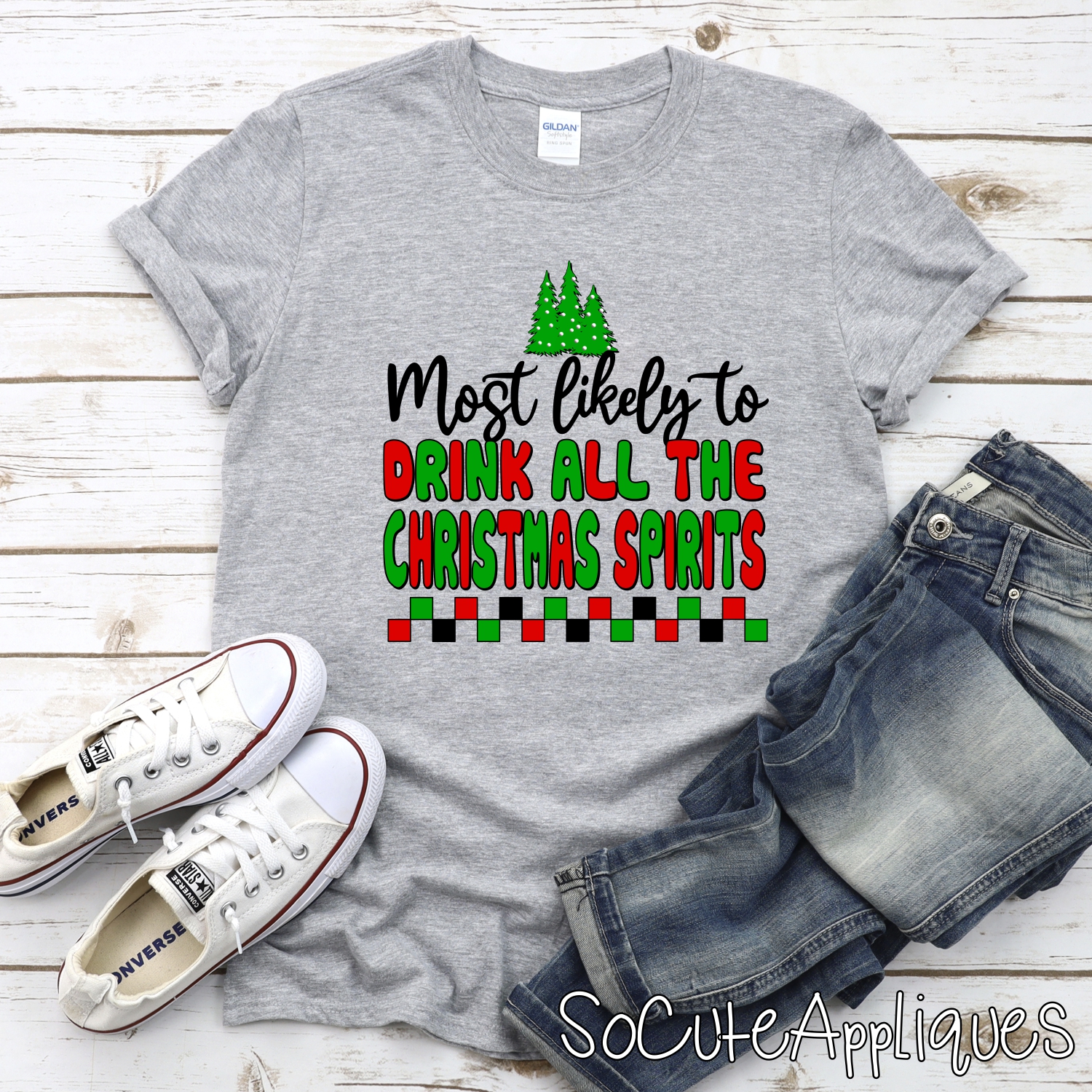 most likely to drink all the Christmas spirits *DTF* Transfer