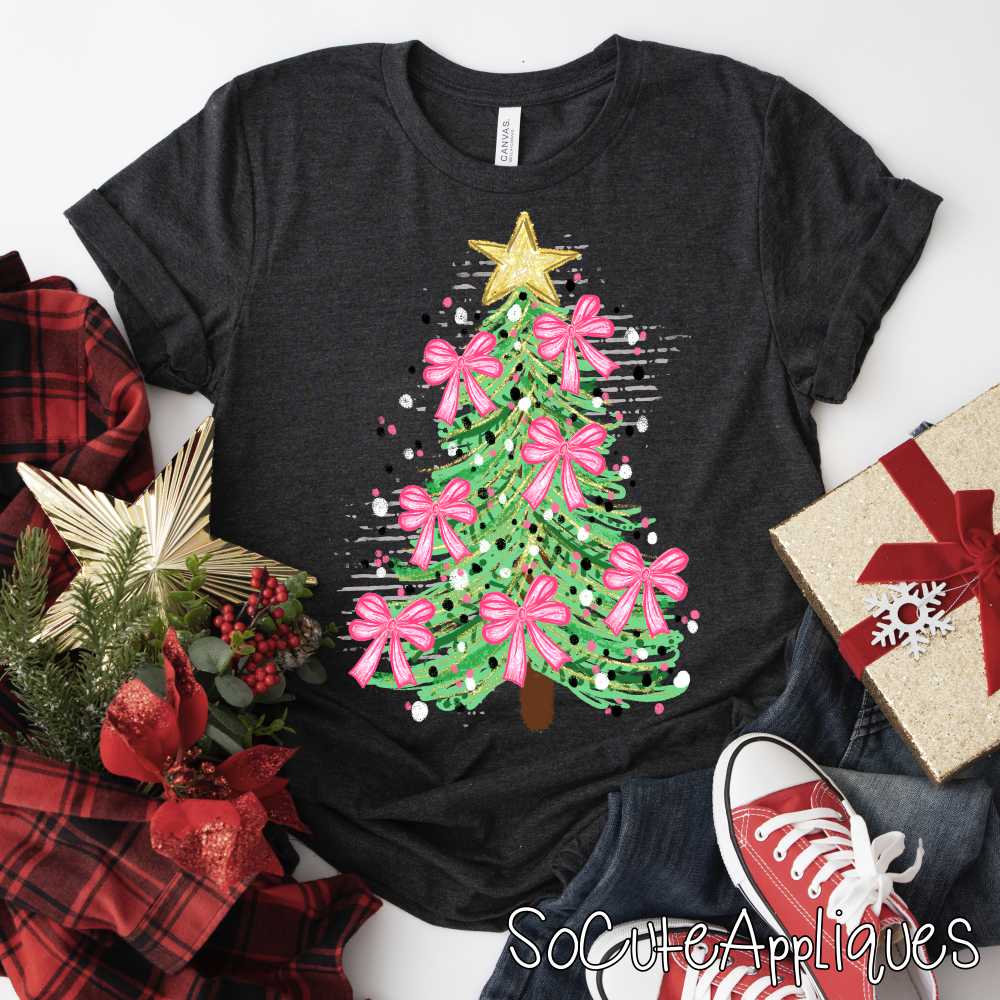 Pink bow tree *DTF* Transfer*