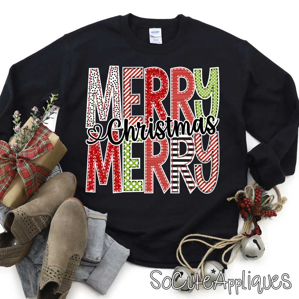 Merry Merry Christmas Stacked *DTF* Transfer