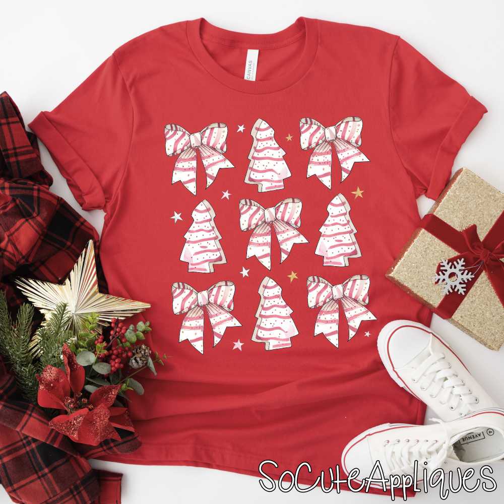 Trees and bows pink and white *DTF* Transfer