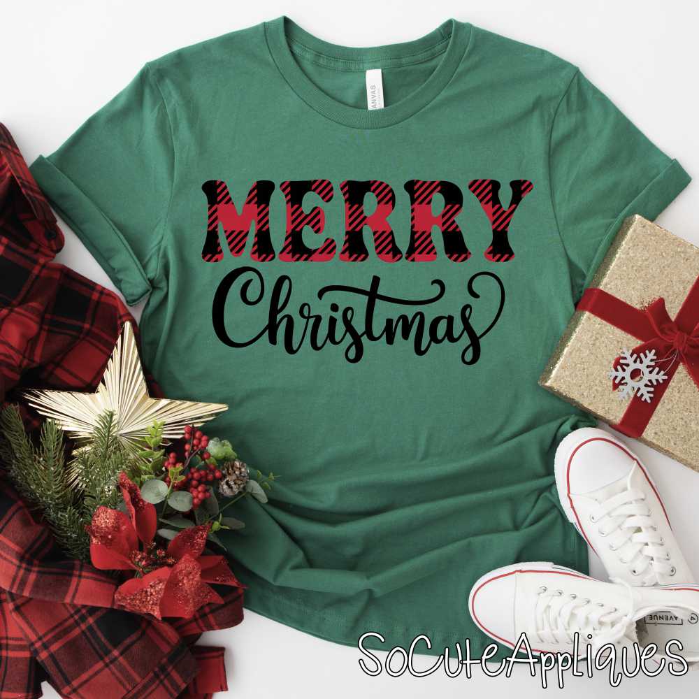 Merry Christmas plaid *DTF* Transfer