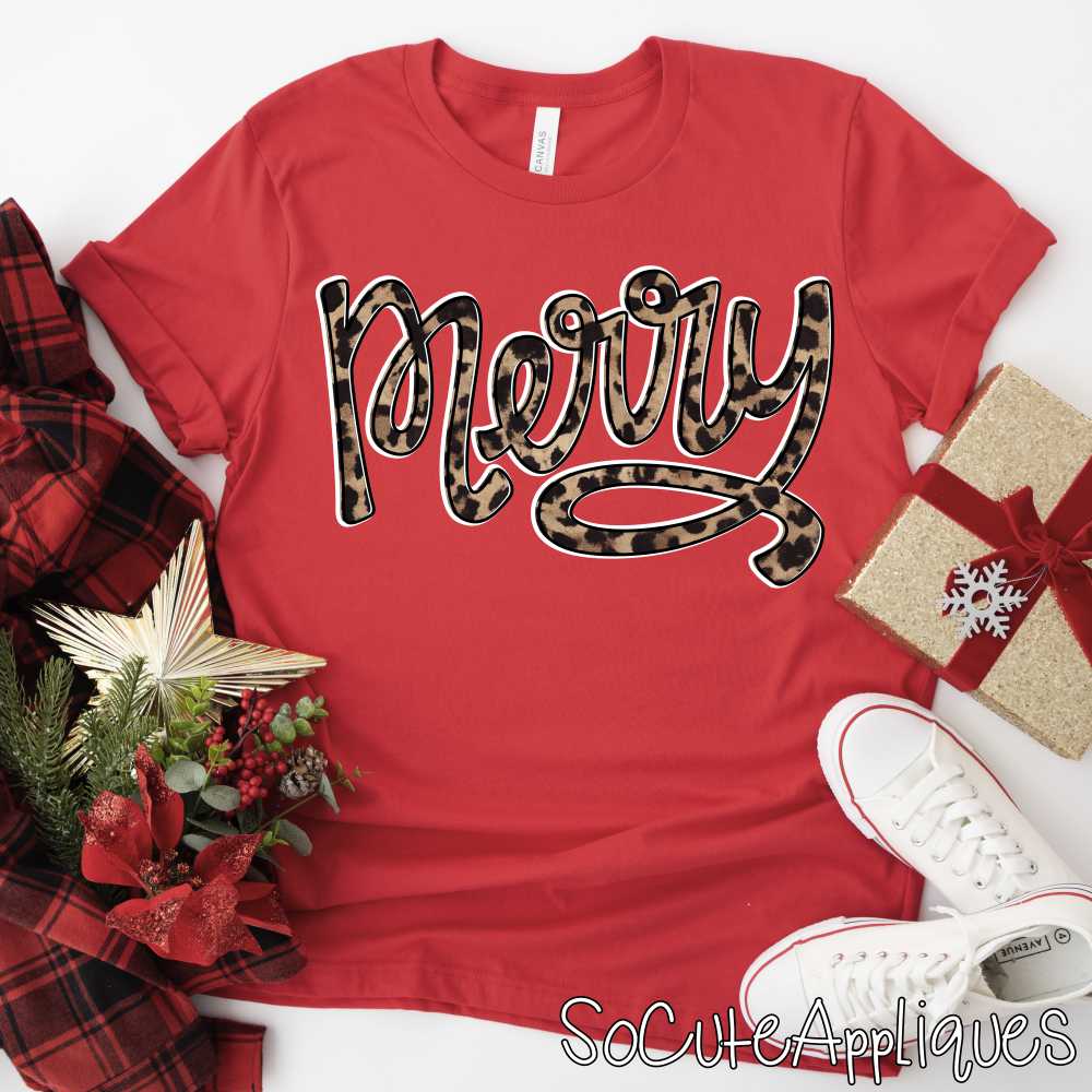 Merry Script leopard *DTF* Transfer