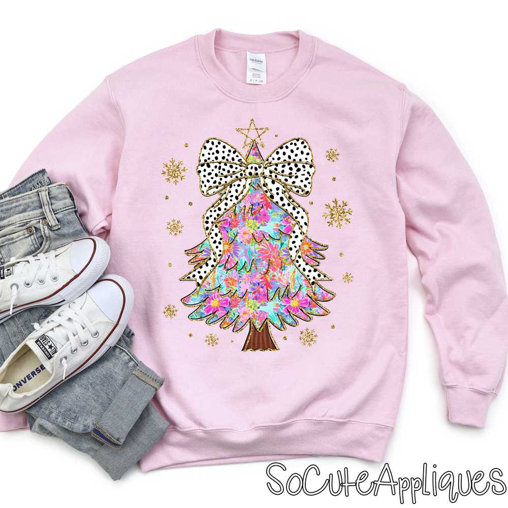 Bright tree polka dot bow *DTF* Transfer