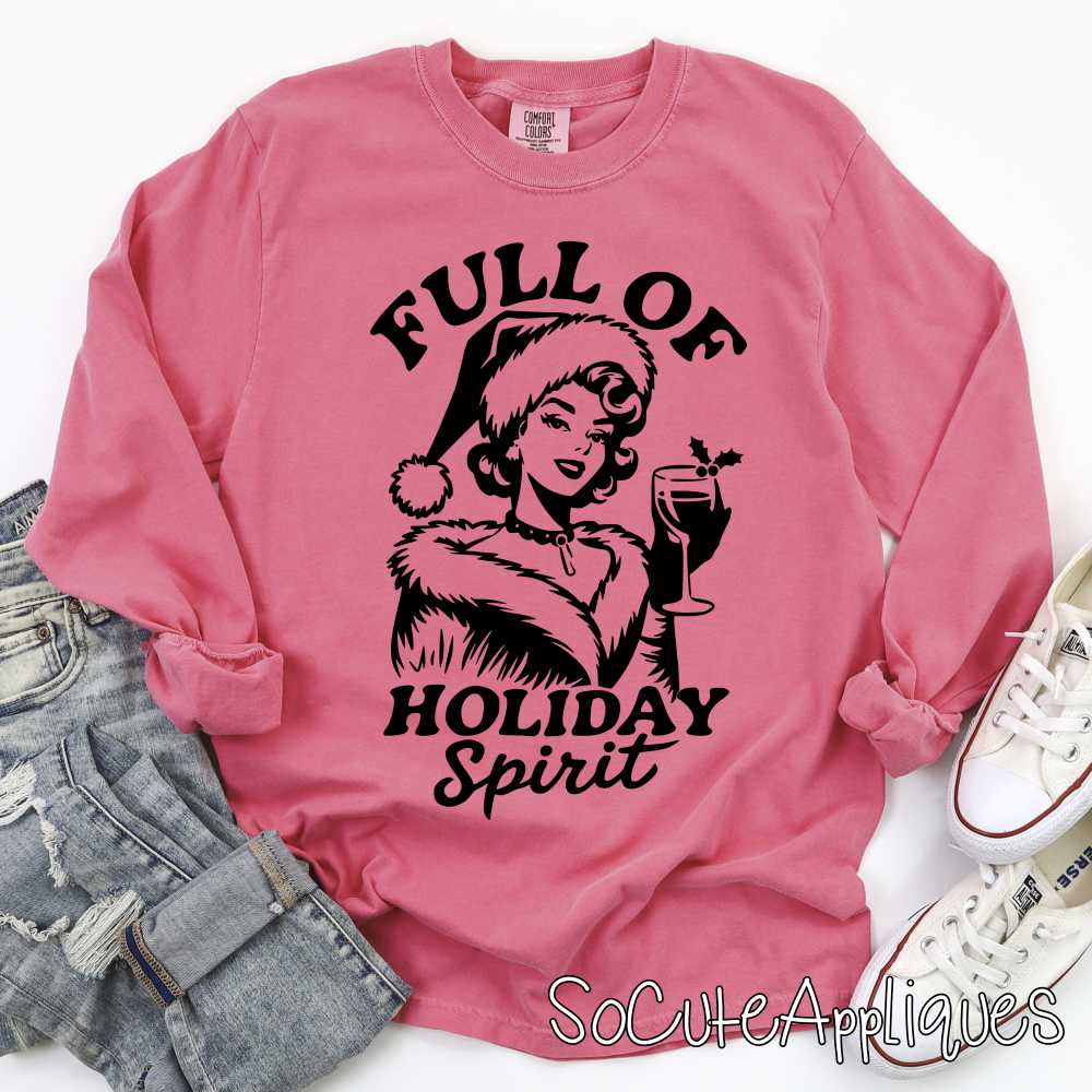 Full of holiday Spirit BLACK *DTF* Transfer