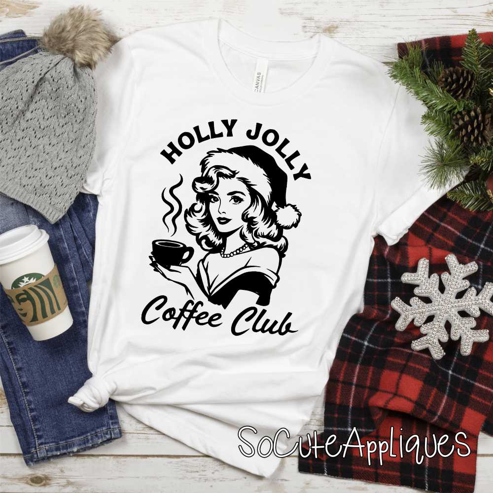 Holly Jolly Coffee Club BLACK *DTF* Transfer